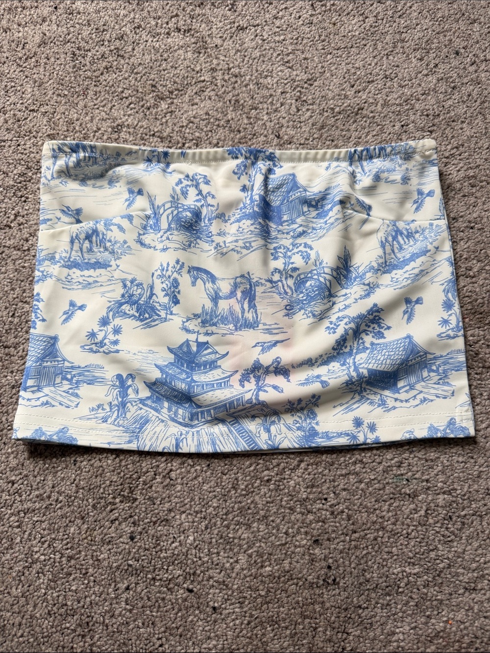 edikted Blue & White Toile tube top